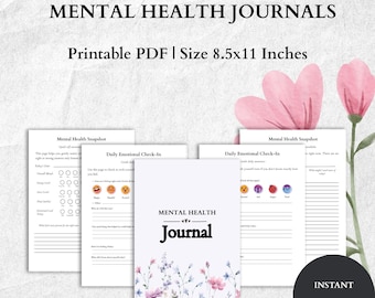 Mental Health Journal – Daily Wellness Tracker, Mindfulness Reflection (PDF Download)