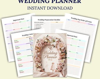 flora Wedding Planner Checklist Printable | Bridal Planning Organizer & Timeline | PDF Instant Download