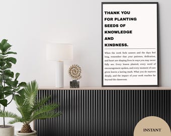 Modern Teacher Appreciation Print: Minimalist Educator Quote Art (Digital Download)