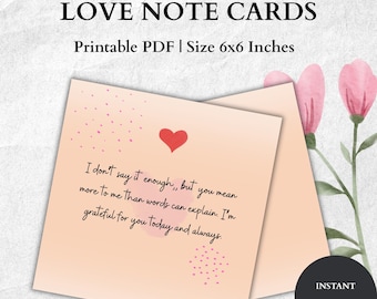 Minimalist Love Note Cards – Romantic Affirmations, Partner Messages (Digital Download)