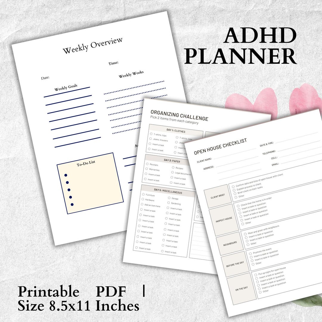 ADHD Planner Printable | Daily Weekly Habit Tracker (PDF 8.5x11) - Etsy