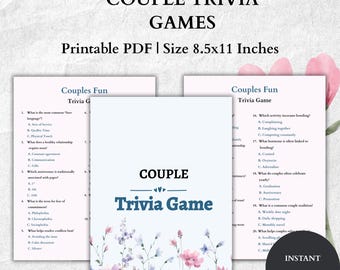 Couple Trivia Game – Relationship Activity, Anniversary Party Questionnaire (Instant Download)