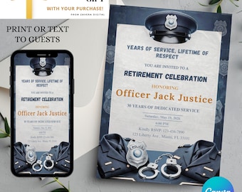 Police Retirement Invitation Template: Officer Celebration Invite (Digital Download)