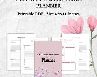 Emotional Well-Being Planner – Self-Care Journal, Mental Health Tracker (Instant Download)