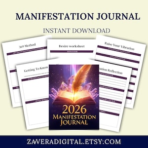 Afdrukbaar manifestatiedagboek 2026 | 369 Werkblad Methode en verlangen | Wet van de aantrekkingskracht pdf, direct download afbeelding 1