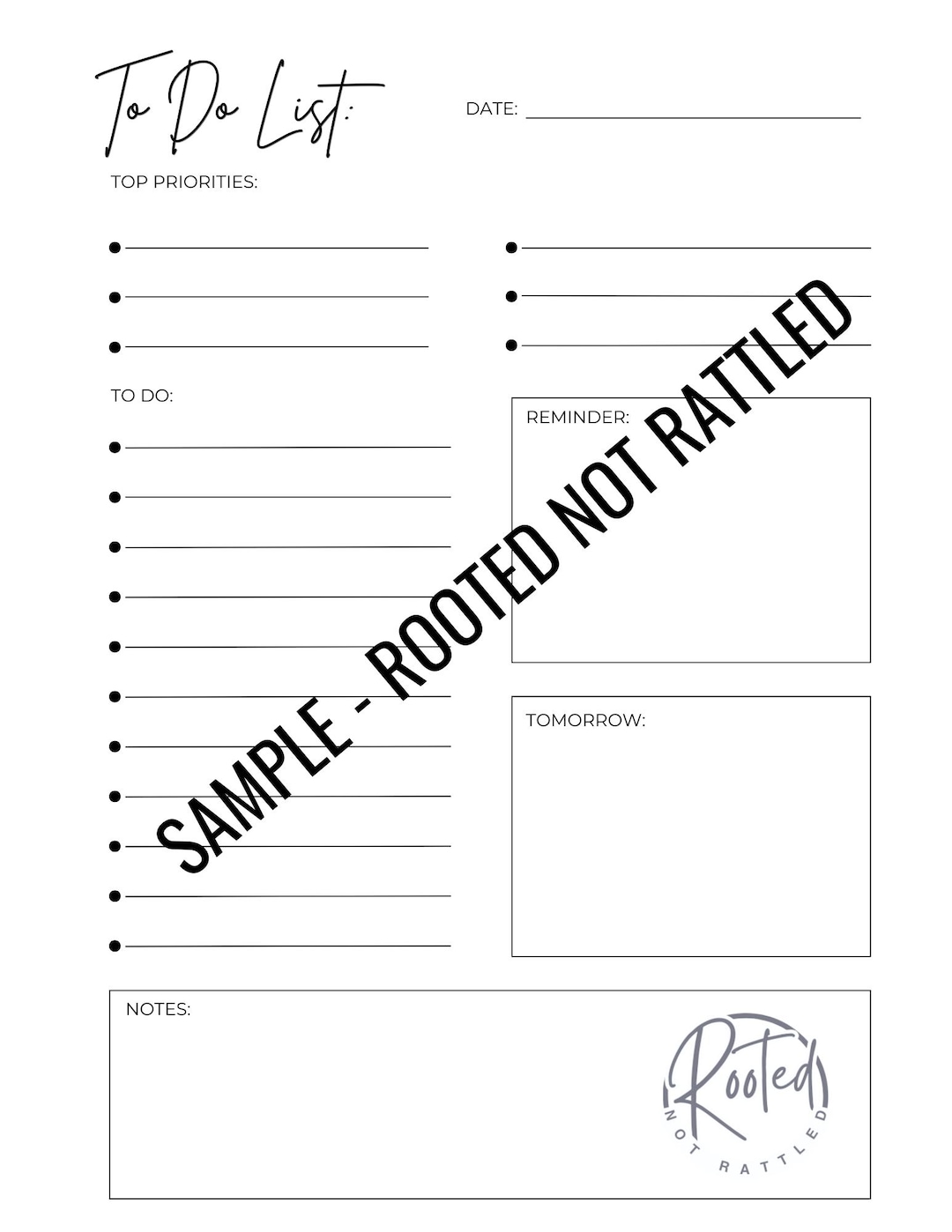 Daily to Do List Printable | Minimalist Planner Page | Simple Task ...