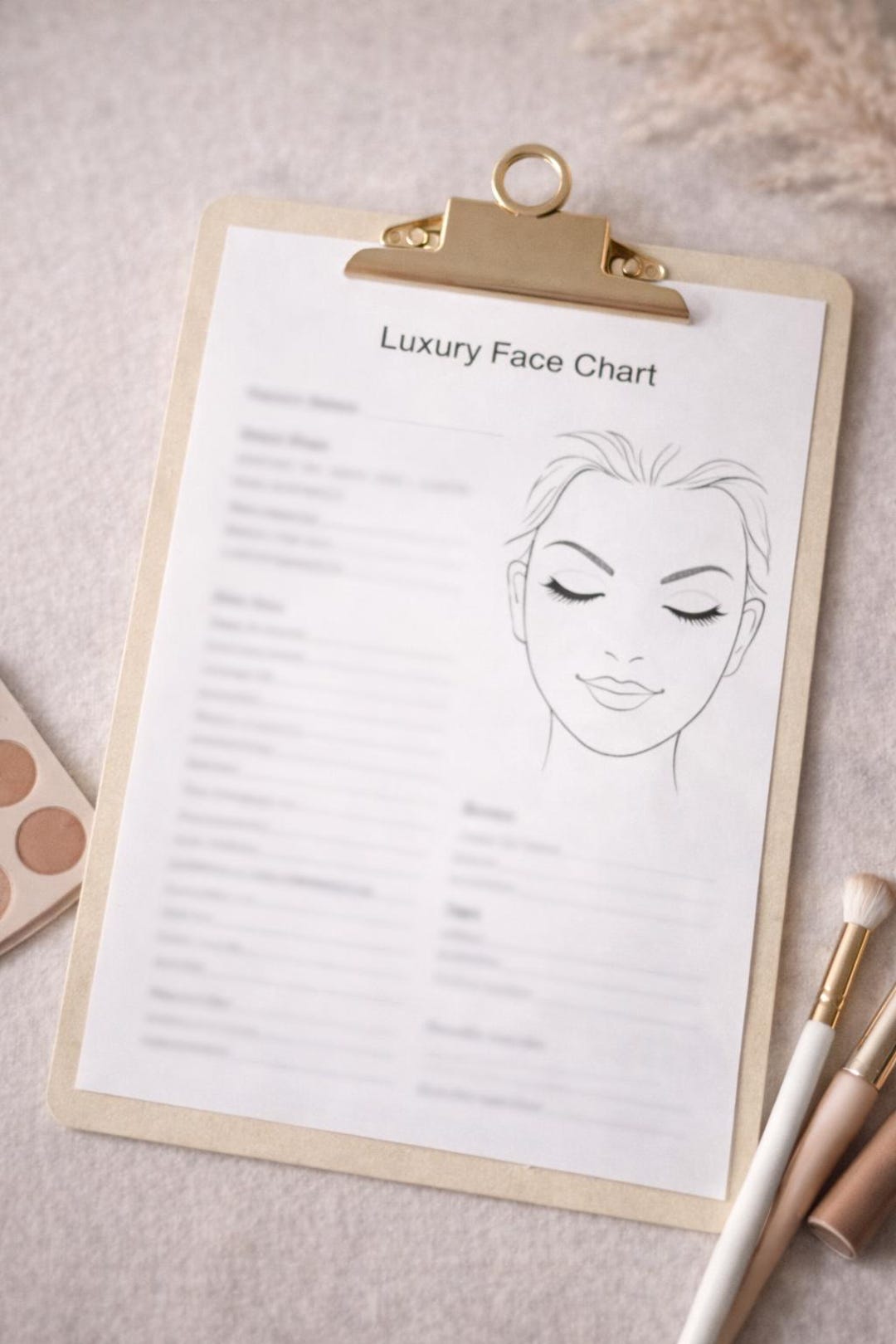 Luxury Makeup Face Chart | Advanced Artist Guide | Digital Download ...