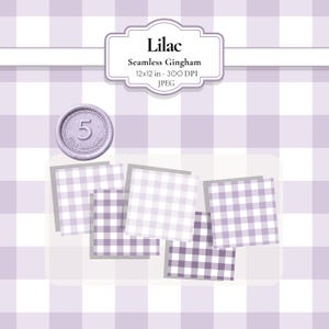 Lilac Gingham Seamless Pattern | 5 Digital Paper Pack | Purple Checkered Background for Scrapbooking & Branding | Commercial Use