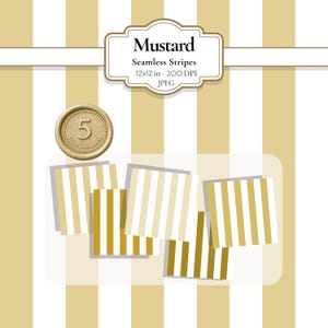 Mustard Yellow Stripe Digital Paper | 5 Seamless Patterns | Boho Background | Printable Scrapbook Background