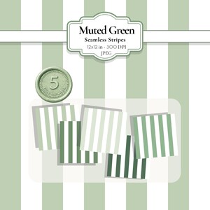 Muted Green Vertical Stripe Digital Paper Pack | 5 Seamless Patterns | Printable Background for Scrapbooking & Branding