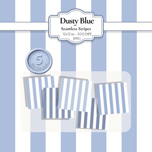 Dusty Blue Vertical Stripe Digital Paper Pack | 5 Seamless Patterns | Printable Background for Scrapbooking & Branding