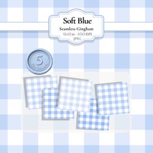 Soft Blue Gingham Seamless Patterns | 5 Digital Paper Pack | Blue Checkered Background for Scrapbooking & Branding | Commercial Use