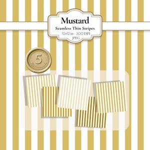 Mustard Yellow Thin Stripe Digital Paper | 5 Seamless Patterns | Boho Background | Printable Scrapbook Background