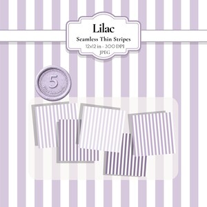 Lilac Thin Vertical Stripe Digital Paper Pack | 5 Seamless Patterns | Pastel Background | Printable Background for Scrapbooking & Branding
