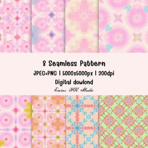 Pastel Kaleidoscope Seamless Pattern Bundle – Ornamental Digital Paper Pack – Decorative Background Set – Instant Download