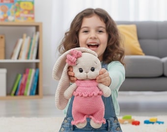 Large Floppy Eared Bunny Crochet Pattern | Amigurumi Doll with Removable Clothes (PDF)