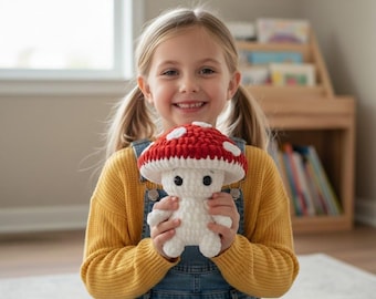 Mushroom Guy Crochet Pattern, Chunky Plush Amigurumi Toy (PDF Download))