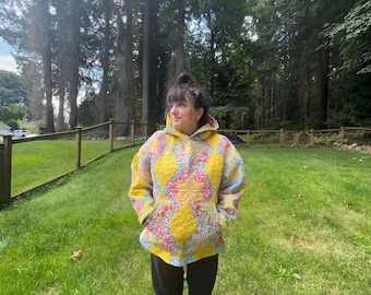 Upcycled Hoodie made from a Vintage Quilt Size Medium