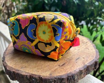 Small Boxy Bag - Colorful Floral Print Storage