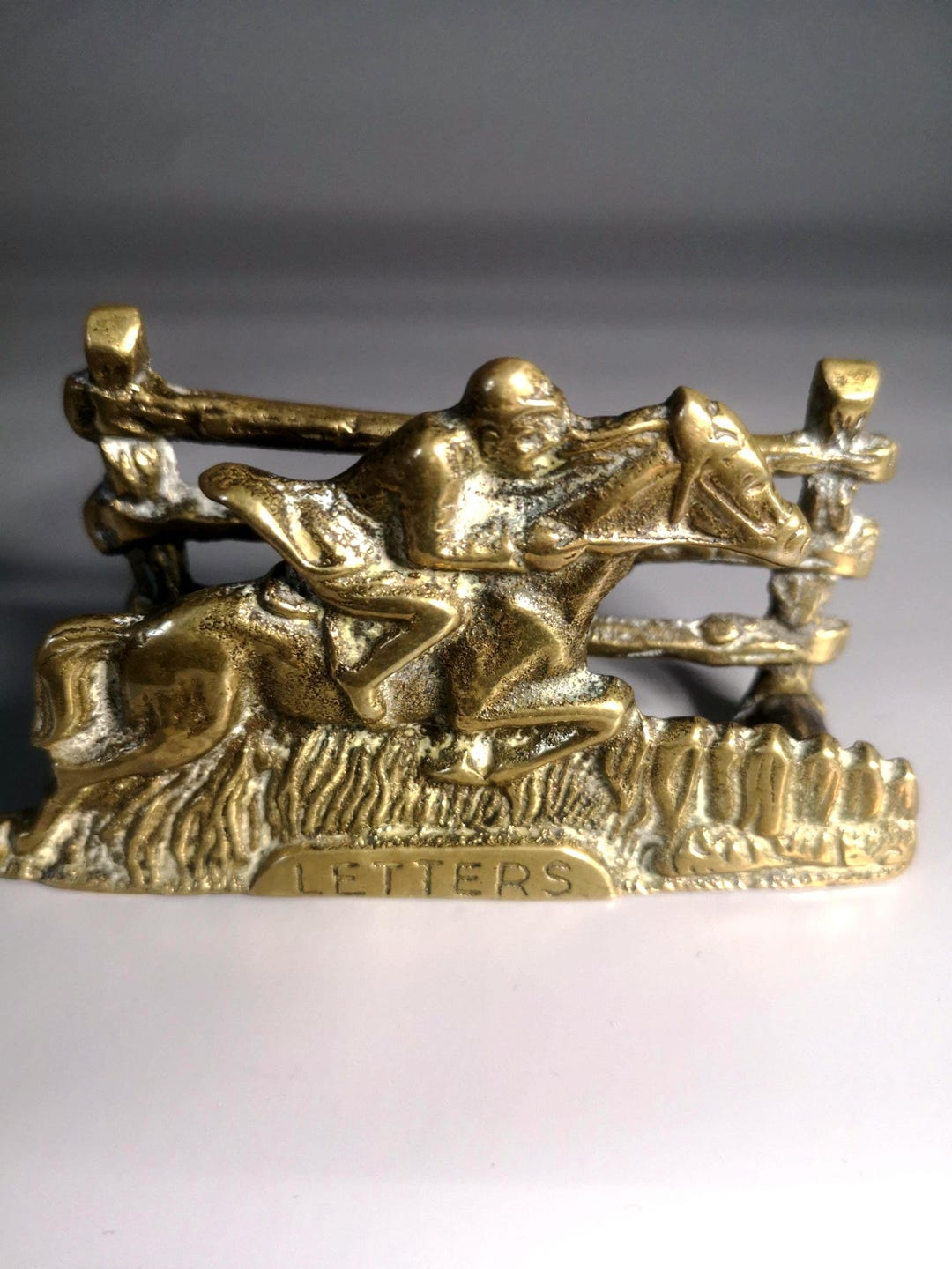 Vintage Brass Horse Racing Letter Rack, Equestrian Desk Organizer ...