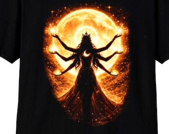 Moon Goddess Shirt - Celestial Goddess Design - Dark Fantasy Moon Goddess - Cosmic Goddess Tee