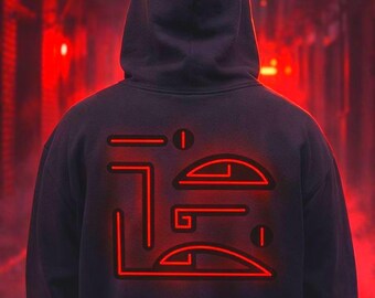 Bluza z kapturem Dark Sigil, bluza z kapturem z symbolem okultystycznym, bluza z kapturem w stylu gotyckim, sigil inspirowany wampirami, bluza z kapturem w stylu mrocznej estetyki, glif wampira