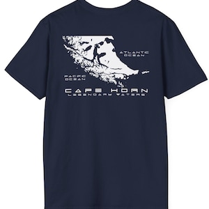 Cape Horn Map Sailor Shirt - Legendary Waters Collection - Pacific Atlantic Ocean Navigation Tee - Explorer Maritime Graphic