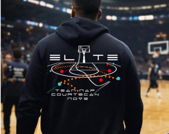 Bluza z kapturem Basketball Elite Center – edycja Mental Performance – taktyka zespołowa w obronie – nadruk z przodu i z tyłu rękawa – Heavy Blend™