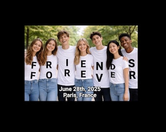 Koszulki grupowe „Przyjaciele na zawsze” – pasujące koszulki z literami dla najlepszych przyjaciół – zestaw 7 przyjaciół – prezent dla przyjaciół – koszulki ze zdjęciami grupowymi