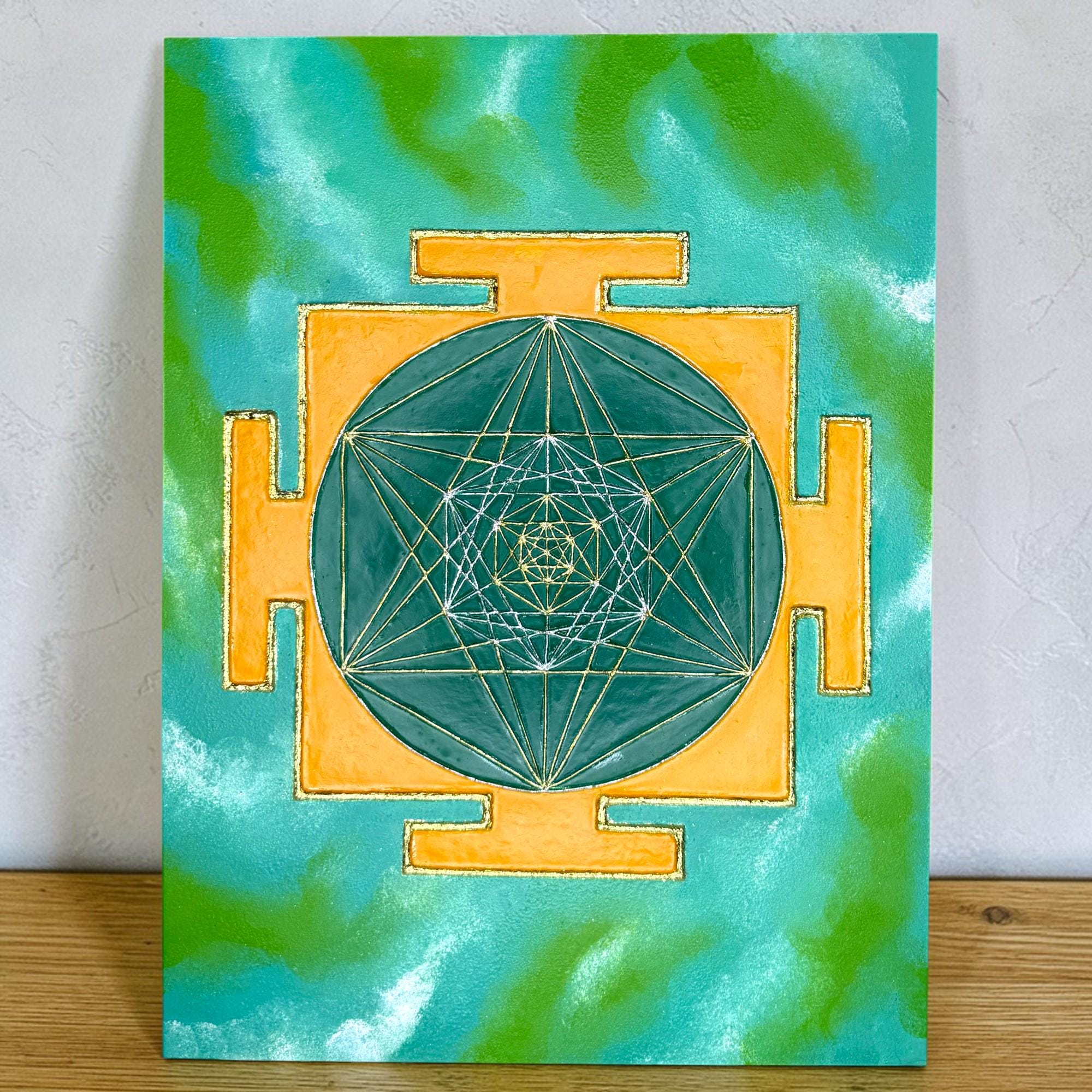 Original Art Spiritual Sri Yantra, Sacred Geometry Wall Art, Handmade ...
