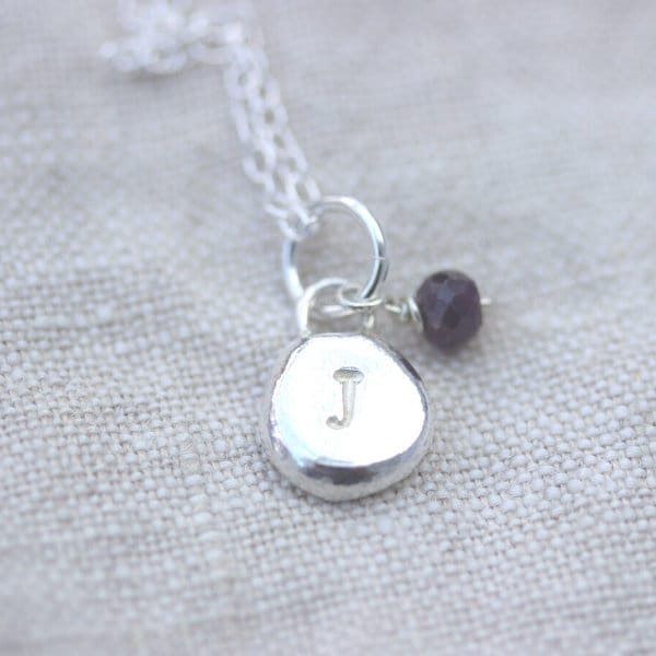 Silver personalised pebble pendant, personalised initial necklace, birthstone pendant, keepsake gift, gift for her, birthday gift for teen