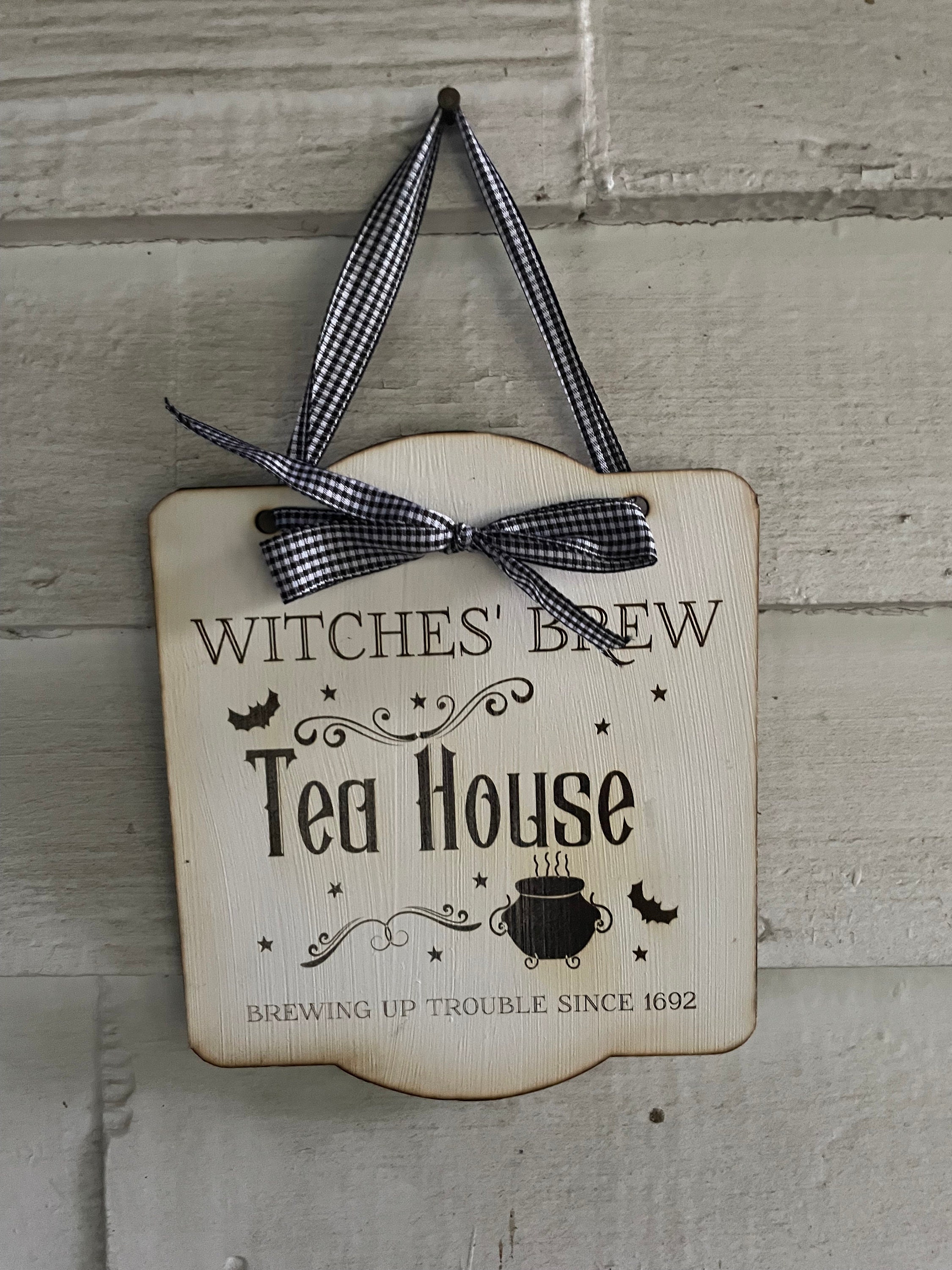 Witch Tea House Halloween Decor Sign - Image 1
