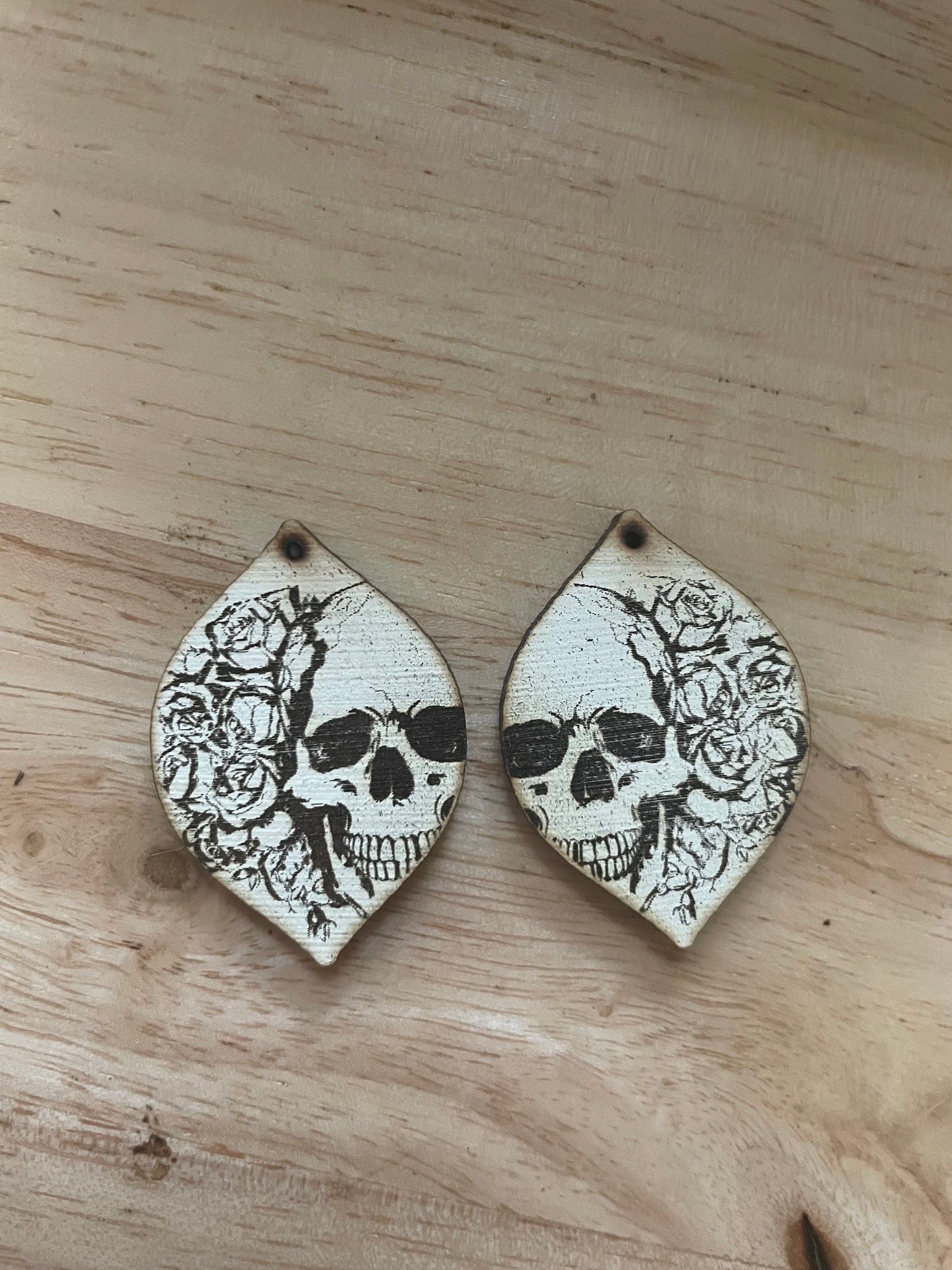 Floral Skull Earring Blanks for Jewelry Making