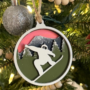 ワン モア ラン サンセット スキー スノーボード スキー リフト クリスマス ホリデー ツリー オーナメント