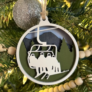 レイヤードスキースノーボードスキーリフトクリスマスオーナメント