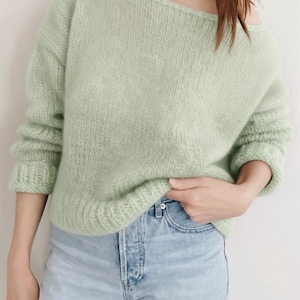 Einfaches Strickmuster für übergroße kurz geschnittene Pullover - Dicker Pullover in Gewicht 5 PDF - anfängerfreundlich