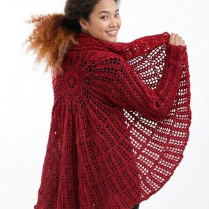 Handmade Crochet Circle Jacket, Fan Pattern Sweater, Cozy Layering Piece