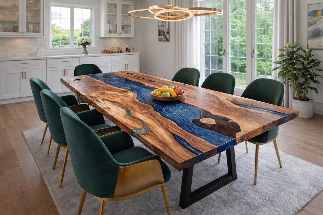 Blue Epoxy Ocean Table, Ocean Table, Resin Tabletop, Epoxy Resin Table ...