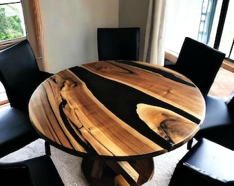 Round Epoxy Dining Table, Round Epoxy Coffee Table, Round Black Epoxy Table, Round Epoxy Resin Table, Coffee Table,