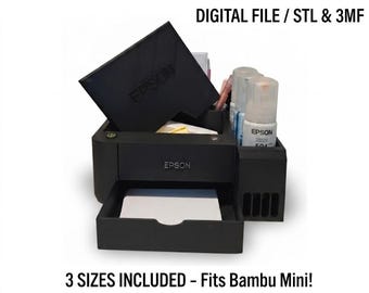 Epson Printer Desktop Organizer STL, 3D Print File Office Storage, Ink Bottle Holder, Inkjet Printer Miniature, Digital Download 3MF Magnet
