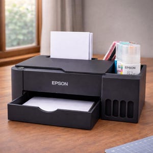 Epson Printer Desktop Organizer STL, 3D Print File Office Storage, Ink Bottle Holder, Inkjet Printer Miniature, Digital Download 3MF Magnet image 2
