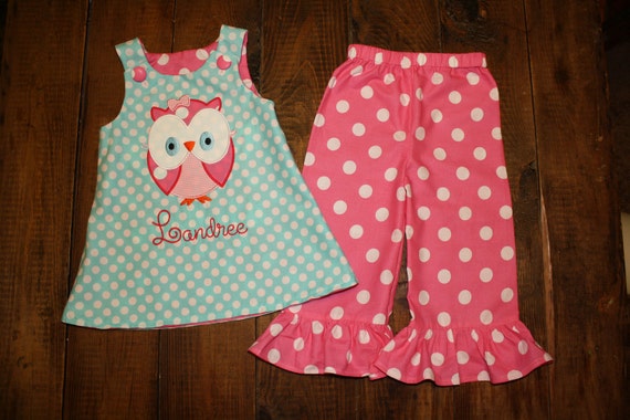 Items similar to Owl Aline Dress and Ruffle Pants on Etsy