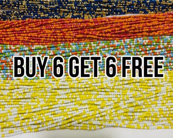 Gold African Waist Beads, Tie-On Belly Beads, Handmade Ghanaian Jewelry