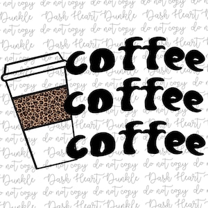 Leopard Stacked Coffee PNG / Descarga digital de un solo color / Coffee Digital