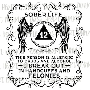 Sober Life Digital No Floral Corners Download | 12 Step Print PNG | Addiction PNG