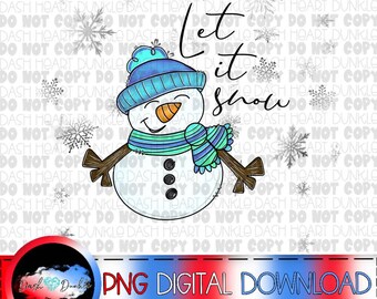 Let It Snow Digital Download | Snowman PNG | Christmas PNG