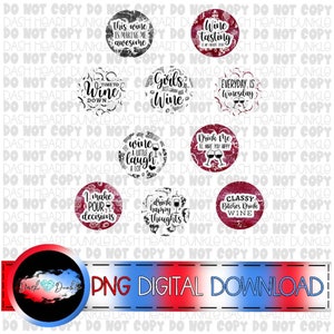 Wine Car Coasters Digital Download | Car Coasters Bundle PNG | Wine PNG