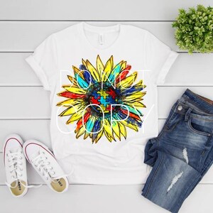 Autismus Sonnenblume Sublimation Transfer | Autismus Bewusstsein Sublimation Transfer | Druckfertig Sublimationstransfer