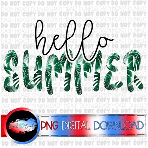Hello Summer Digital Download | Tropical Leaves PNG