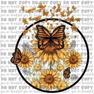 Sunflowers Butterflies Transfer | Ready to Press Sublimation Transfer